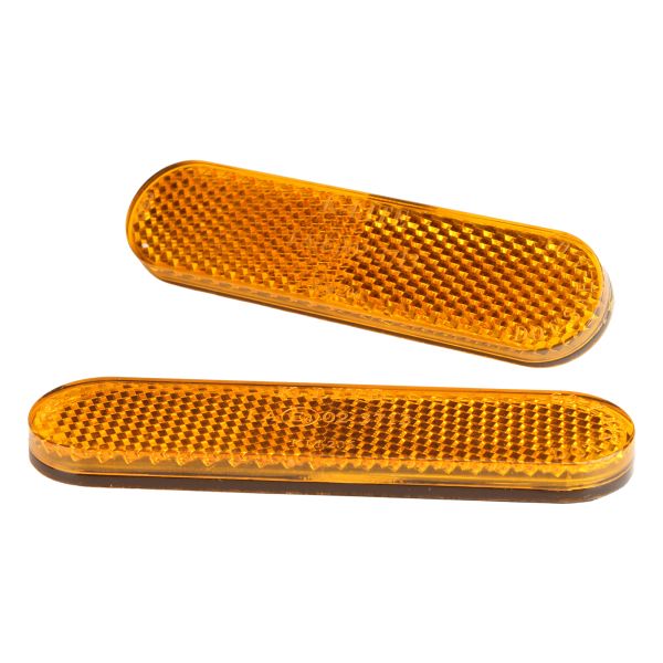 2 Stück Reflektor Katzenauge Set 96x24mm Orange Selbstklebend E-Prüfzeichen (112670)