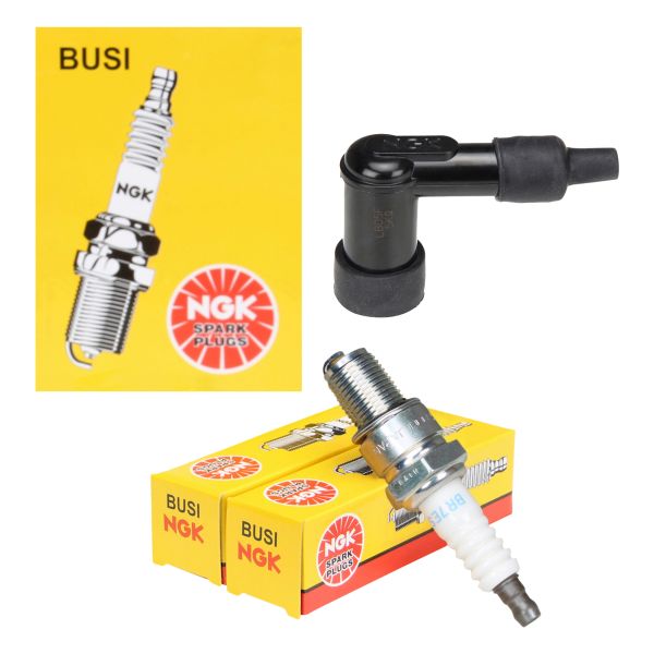 2x Zündkerze NGK BR7ES + Zündkerzenstecker für ATU Baotian CPI Explorer Generic Keeway KSR Sachs (112415)
