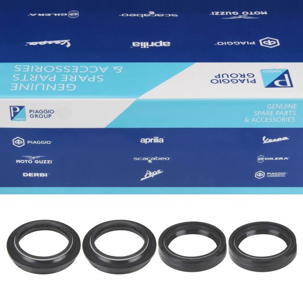 Original Piaggio Gabeldichtsatz – 2x Gabelsimmerring + 2x Staubkappe für Aprilia SX/RX 50/125, Derbi Senda SM (101850)