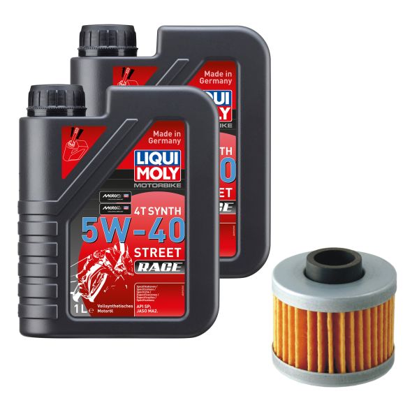 Wartungs-Set für Aprilia Leonardo 125 MB000 1996, LIQUI MOLY 5W-40 Race 2L (110870)