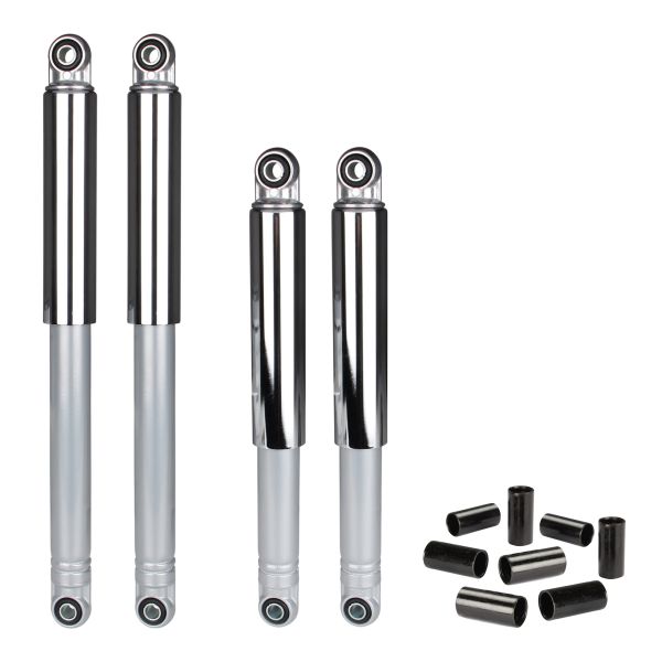 Stoßdämpfer Set Vorne 290mm + Hinten 370mm Grau Chrom für DKW Hercules Typ 220 (1040662)