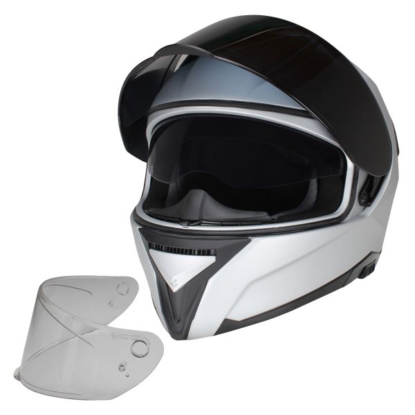 Motorradhelm Integralhelm CMX ARES silber matt  Größe S inkl. Zusatzvisier getönt (13655022)