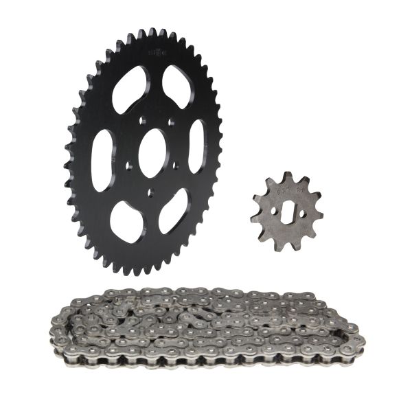 Kettensatz 3-teilig schwarz 11/45 Zähne Zündapp ZA 25 Typ 460 / ZD 10 Typ 446-210 (FG 9030749-9248461) / ZR10 20 Typ 447 (1075901145120B)