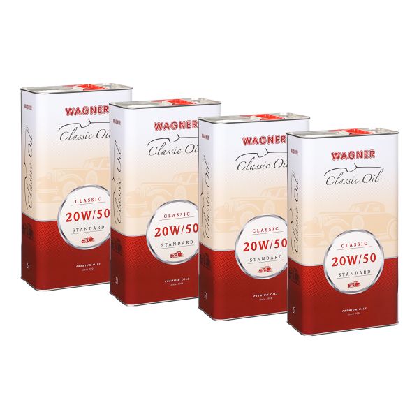 Wagner Motorenöl SAE 20W-50 Standard 4x 5 Liter – robustes Hochleistungsöl für Benzin-, Diesel- & Motorrad-Motoren (20001080054)