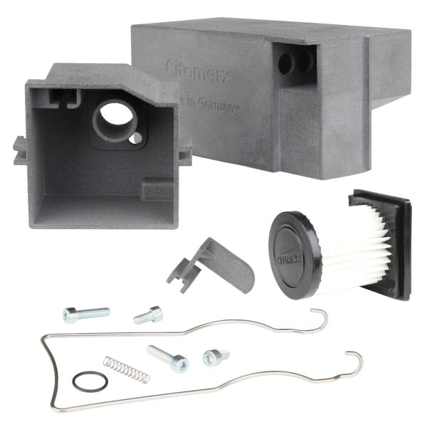 Luftfilterkasten 20mm eckig + Lufi 22mm + Gehäuse vorn + Klammer Hercules Optima Supra 2 3 Prima M 2 3 4 5 Sachs 504 505 (107994)