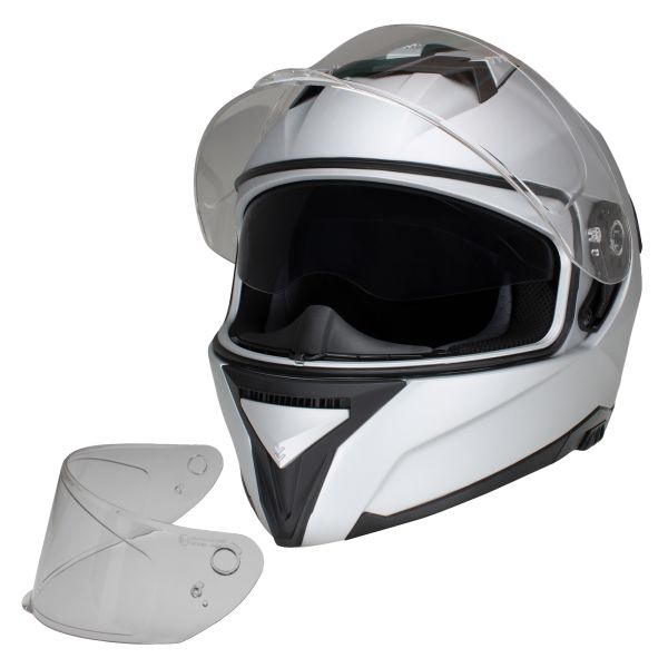 Motorradhelm Integralhelm CMX ARES silber matt  Größe XL inkl. Ersatzvisier klar (13655051)