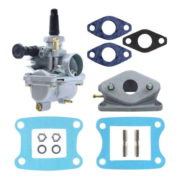 Vergaser VM16 16mm + Isolierplatte + Ansaugstutzen + Dichtungen für Honda MT MB MTX MBX 50 (114532)