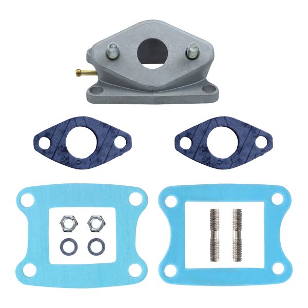 Ansaugstutzen 16mm + Dichtung Membranblock + Dichtung Ansaugstutzen für Honda MT MB MTX MBX 50 (114527)