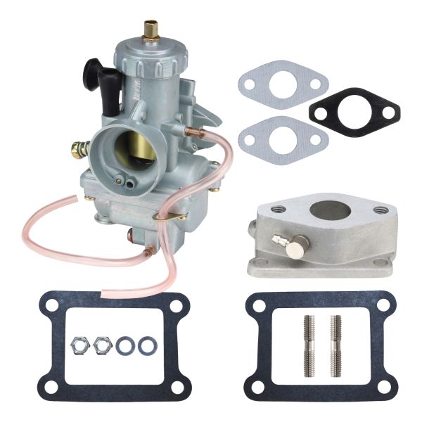 Vergaser VM24 24mm + Isolierplatte + Ansaugstutzen + Dichtungen für Yamaha DT 50 R M MX (bis 2003) / RD 50 M MX DX (114522)