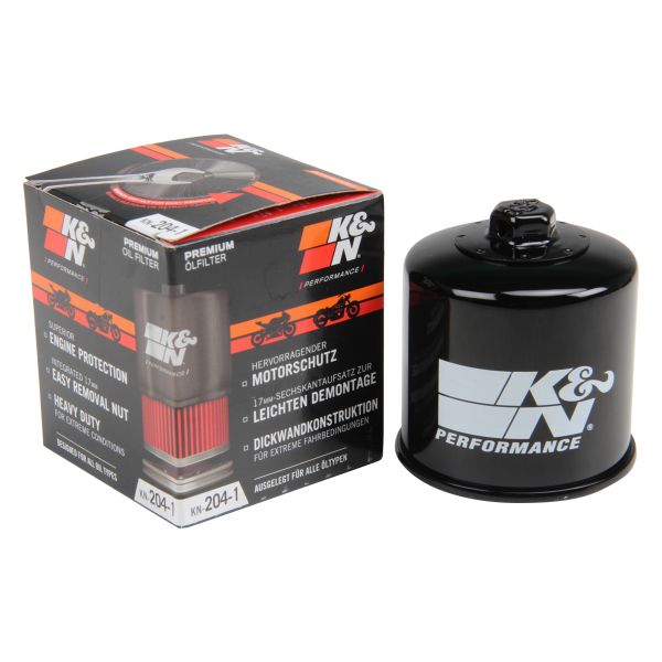 K&N Ölfilter KN-204-1 mit 17 mm Sechskant für Honda Yamaha Kawasaki Triumph (109530)