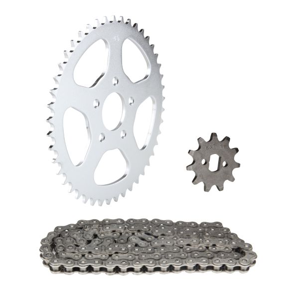 Kettensatz 3-teilig silber 11/45 Zähne Zündapp ZA 25 Typ 460 / ZD 10 Typ 446-210 (FG 9030749-9248461) / ZR10 20 Typ 447 (1075901145120S)